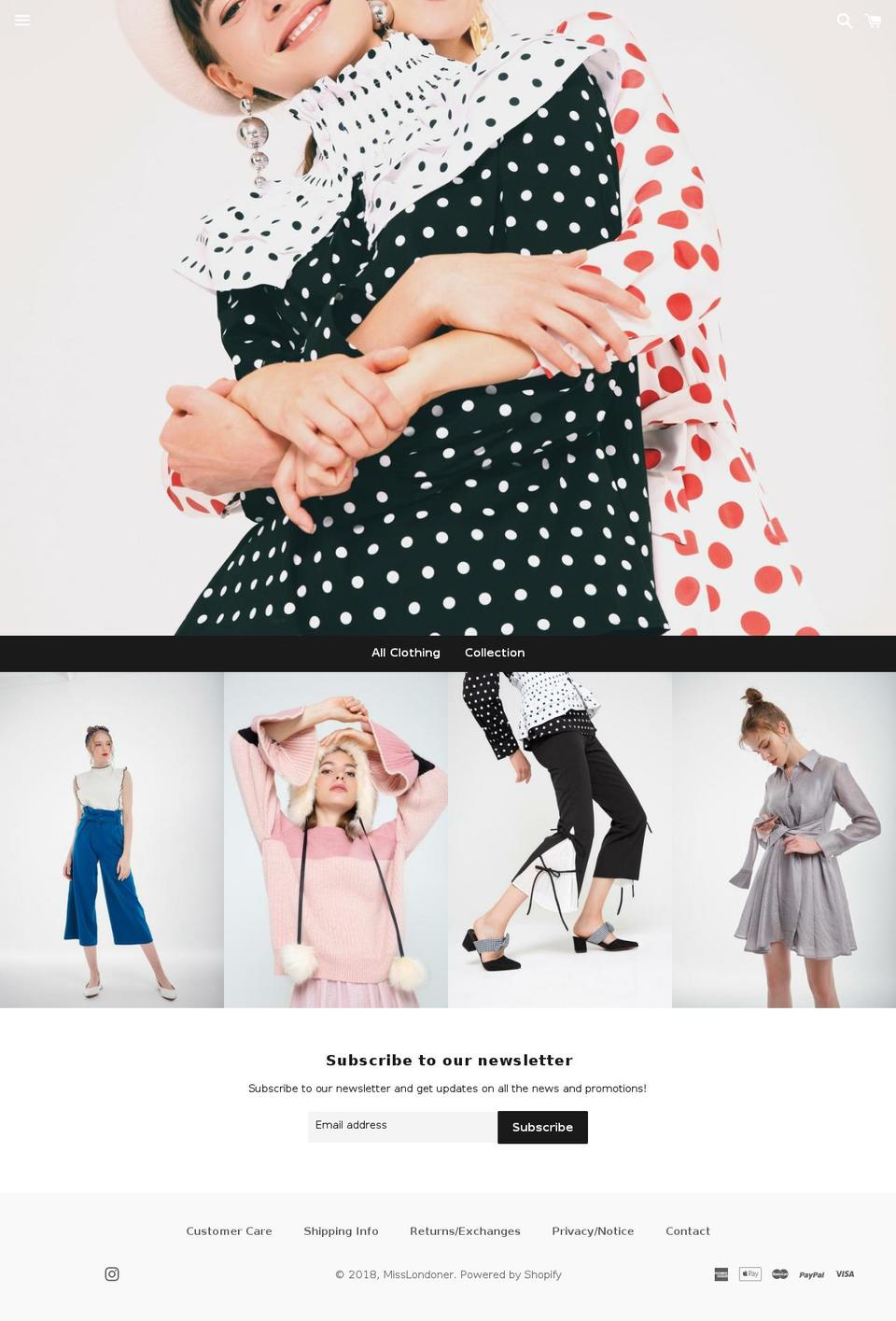 misslondoner.com shopify website screenshot