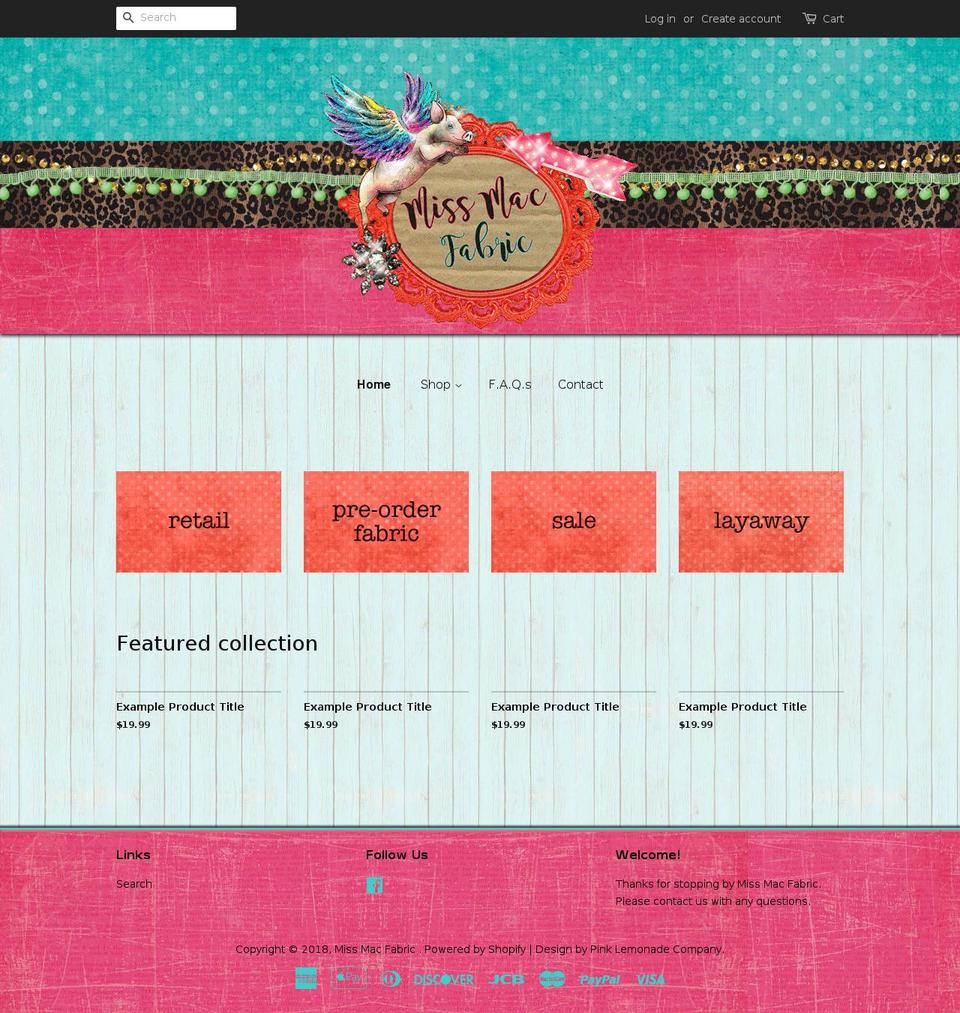 missmacfabric.com shopify website screenshot