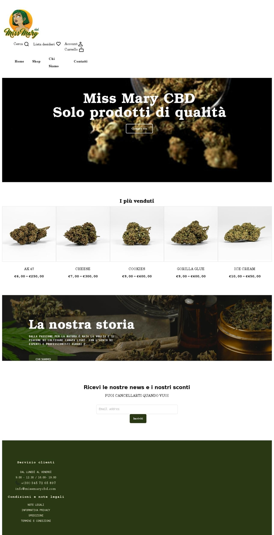 missmarycbd.com shopify website screenshot