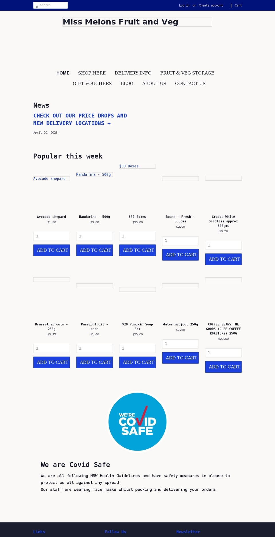 missmelons.com.au shopify website screenshot