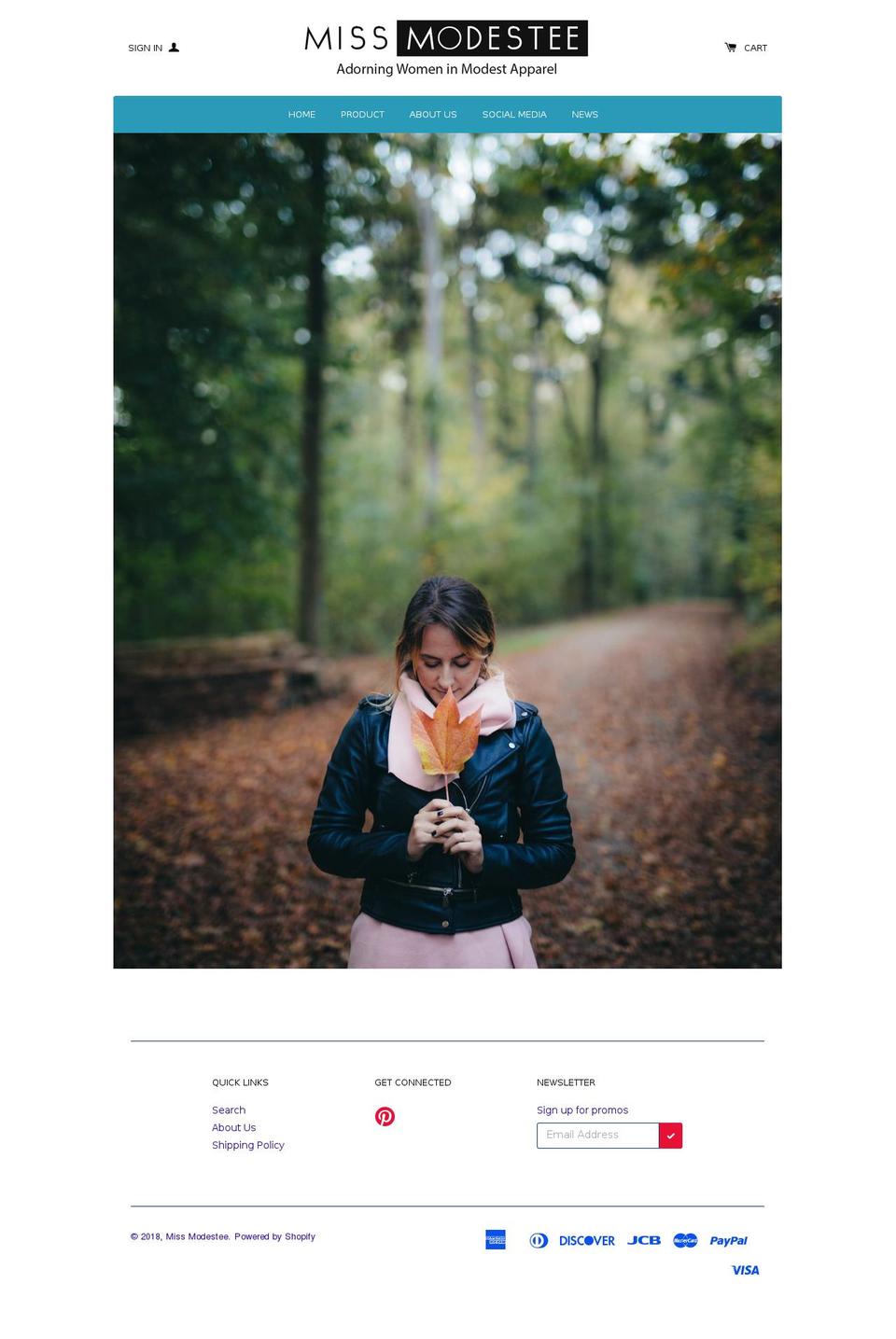 missmodestee.com shopify website screenshot