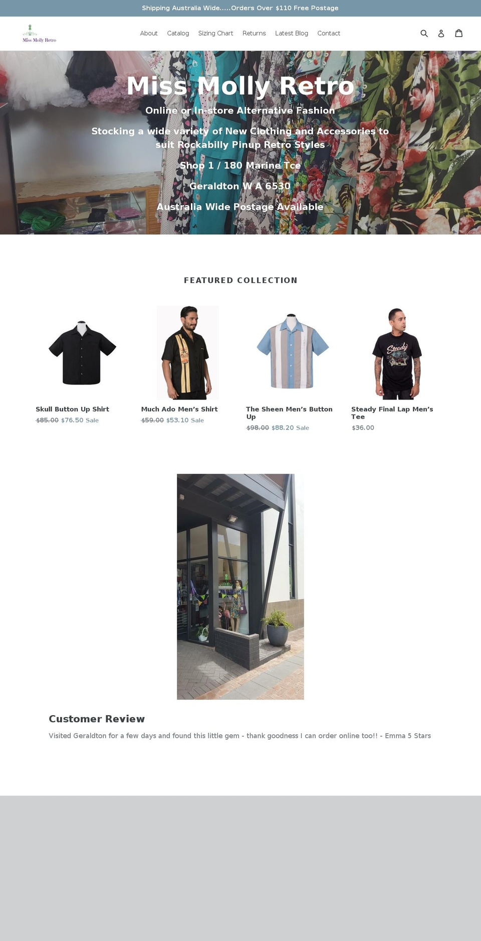 missmollyretro.com — Shopify storefront screenshot