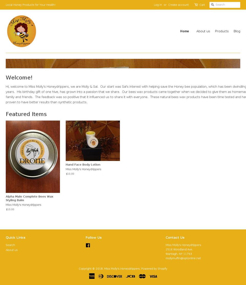 missmollyshoneydrippers.com shopify website screenshot