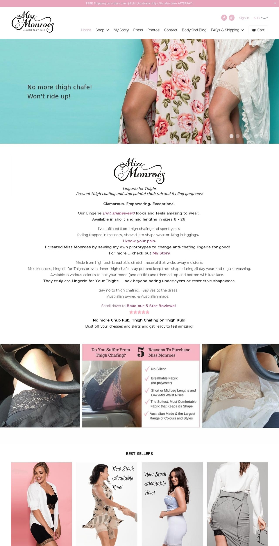 missmonroes.com shopify website screenshot