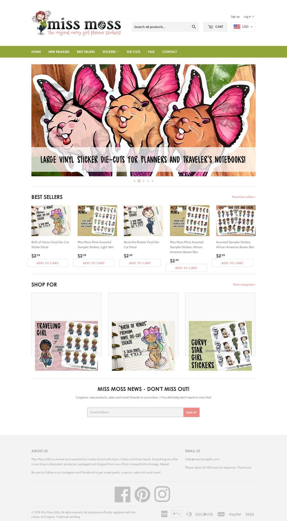missmossgifts.com shopify website screenshot