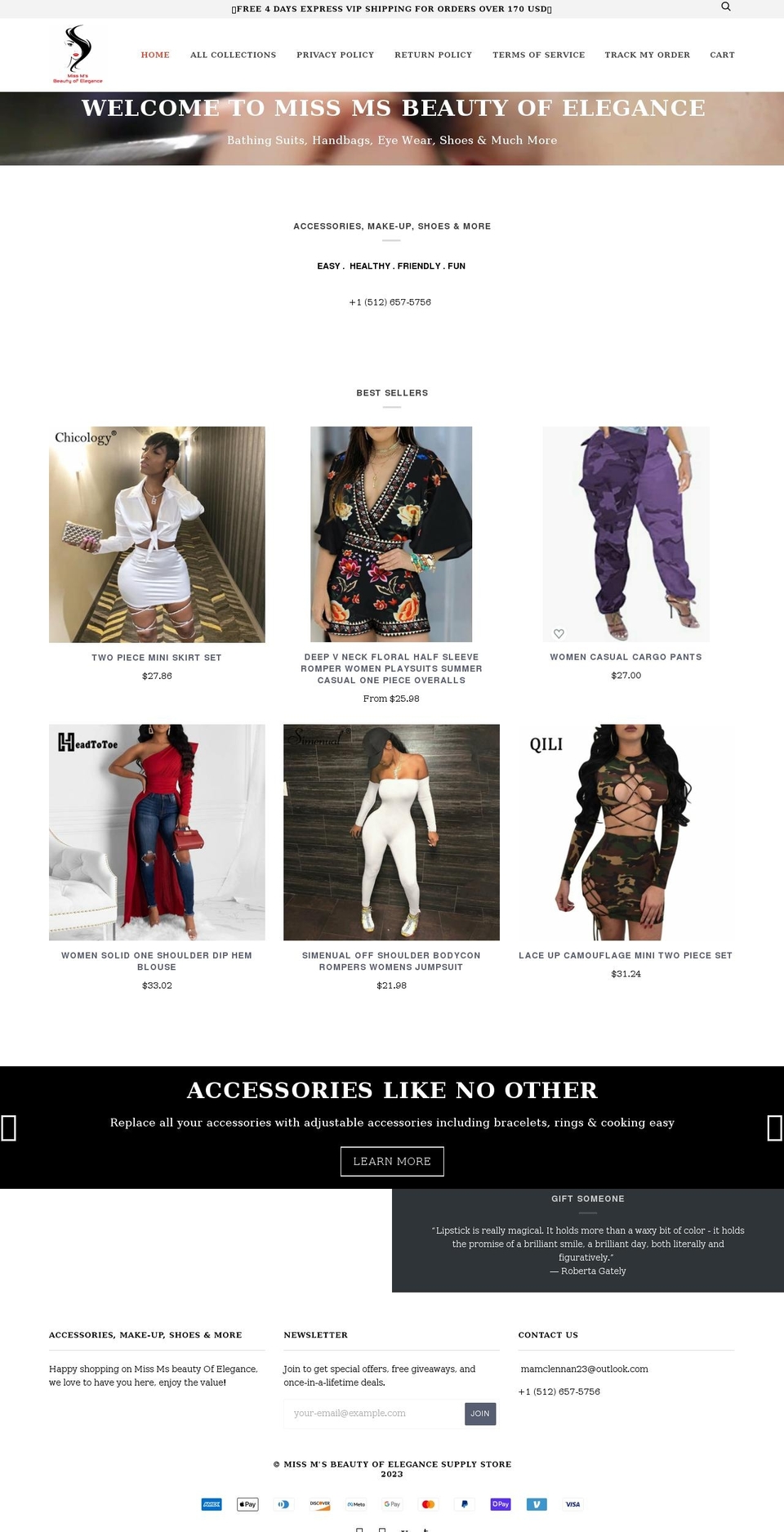missmsbeautyofelegance.com — Shopify storefront screenshot