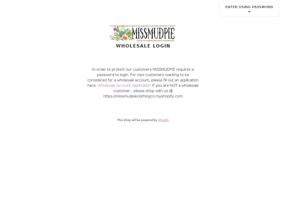 missmudpie.com — Shopify storefront screenshot