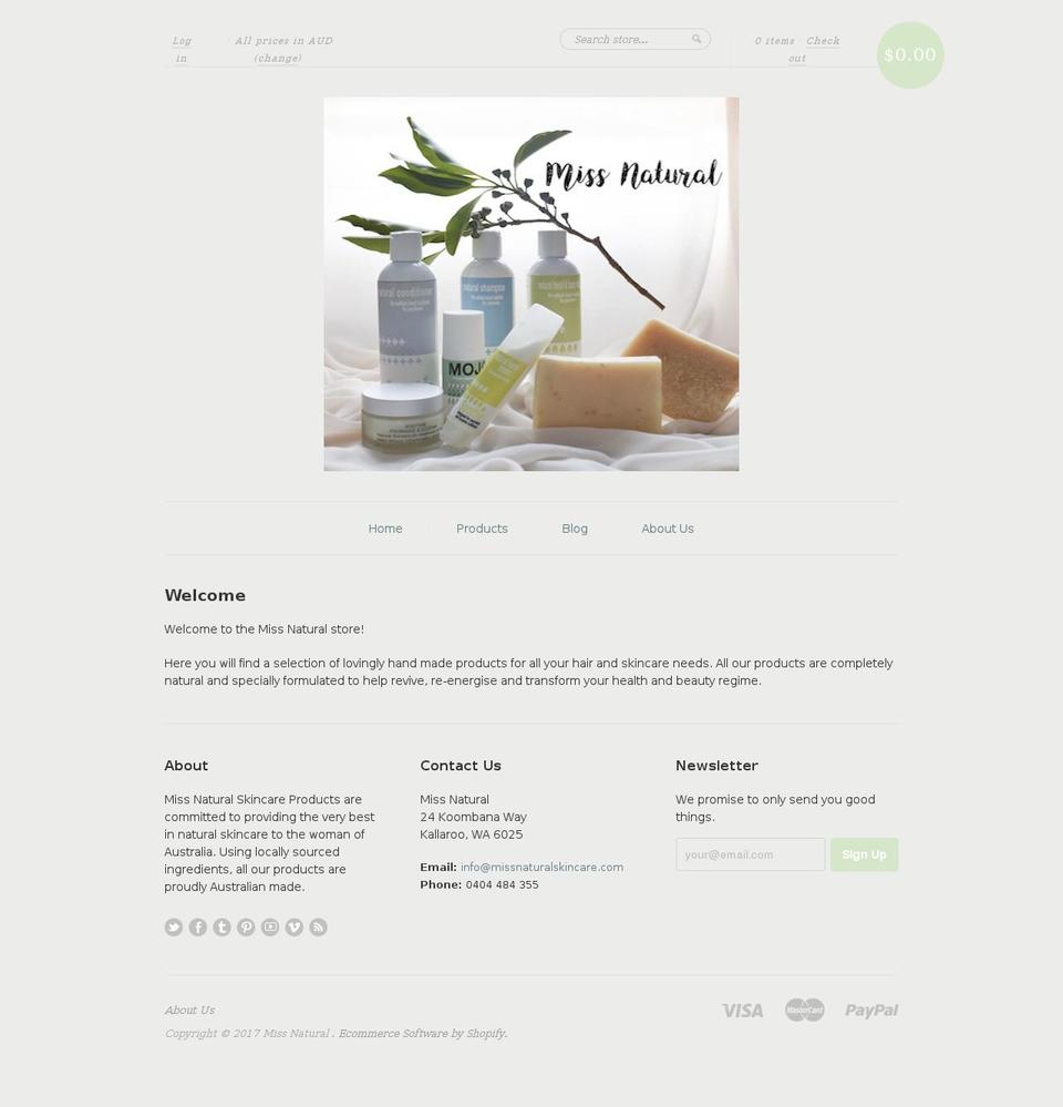 new-standard Shopify theme site example missnaturalskincare.com