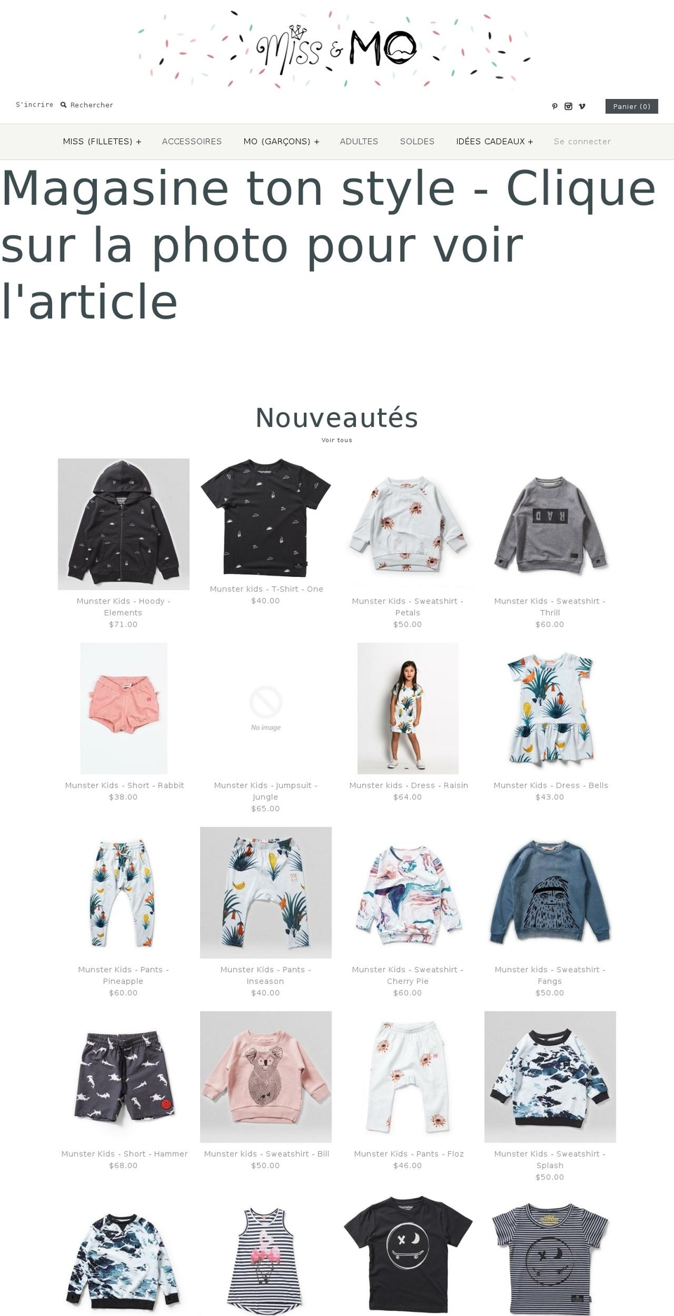 missnmo.com shopify website screenshot