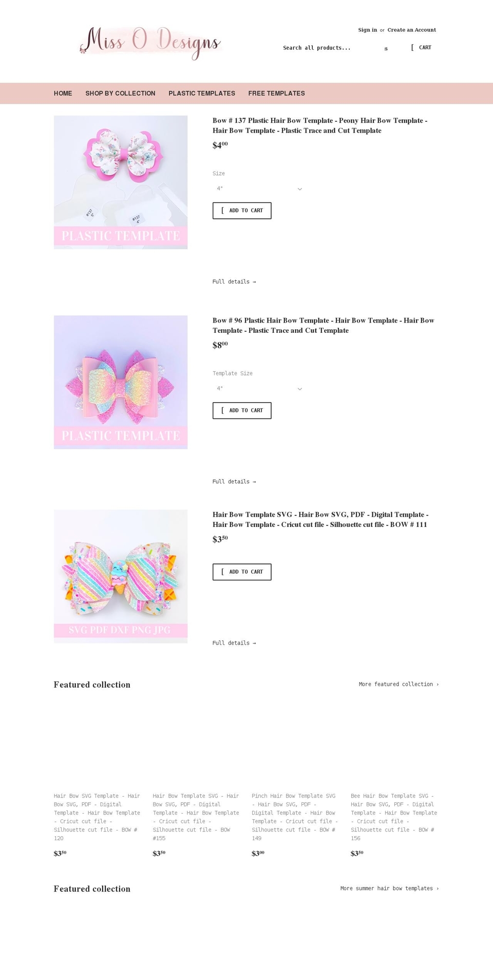 missodesigns.com shopify website screenshot