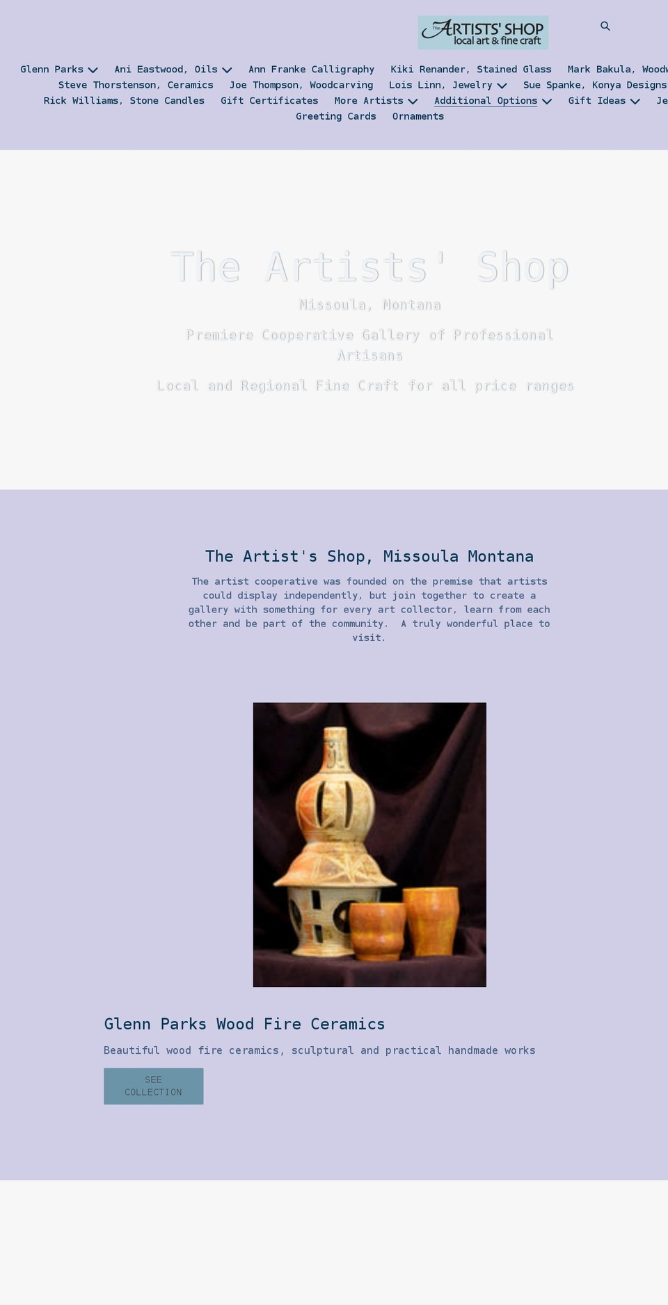 missoulaartistsshopstore.com shopify website screenshot