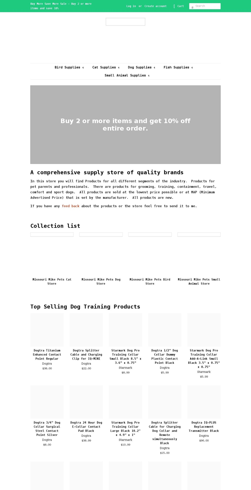 missourimikepets.com shopify website screenshot