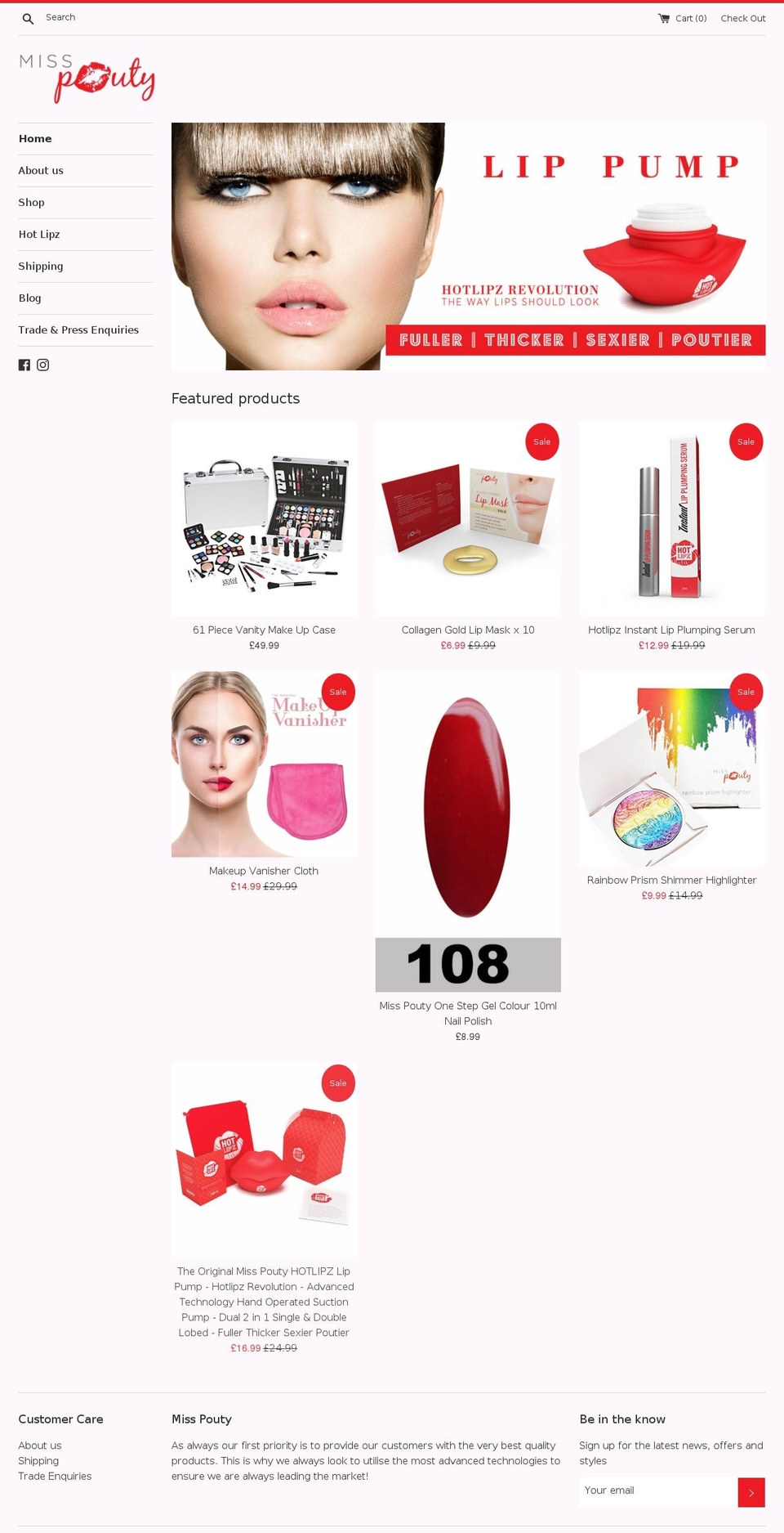 misspouty.co.uk shopify website screenshot