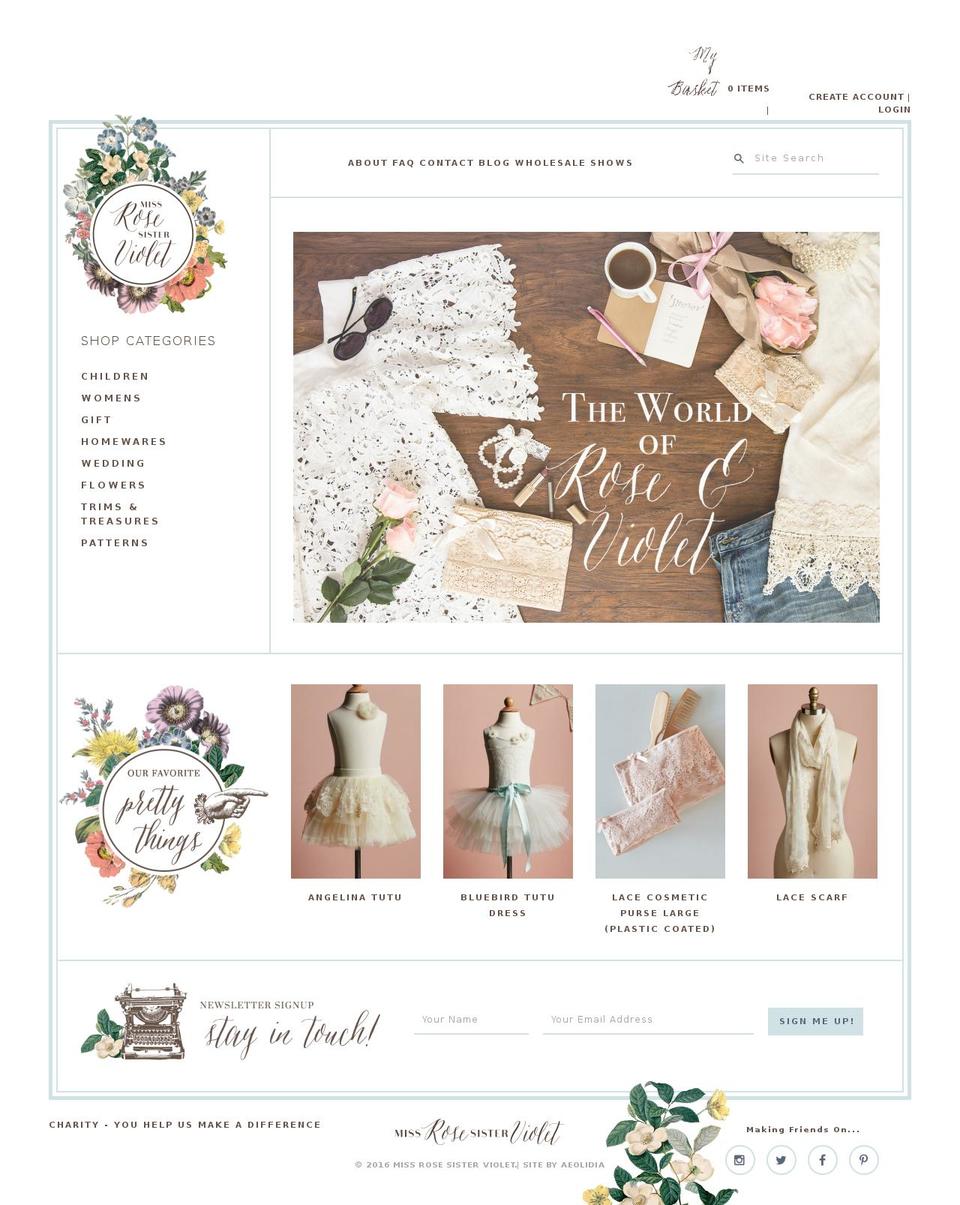 missrosesisterviolet.com shopify website screenshot