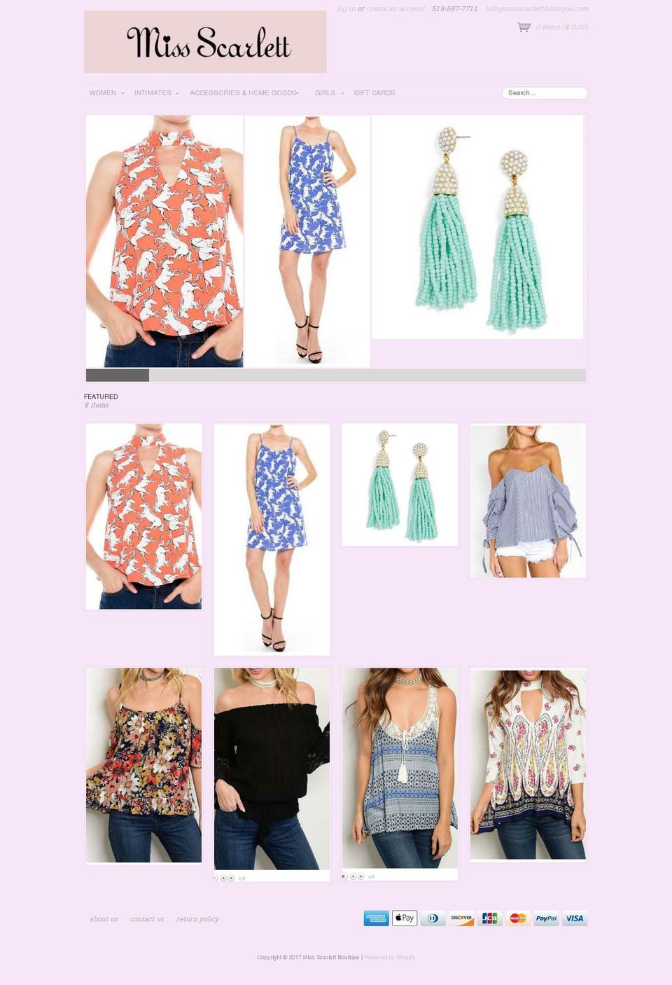 missscarlettboutique.com shopify website screenshot