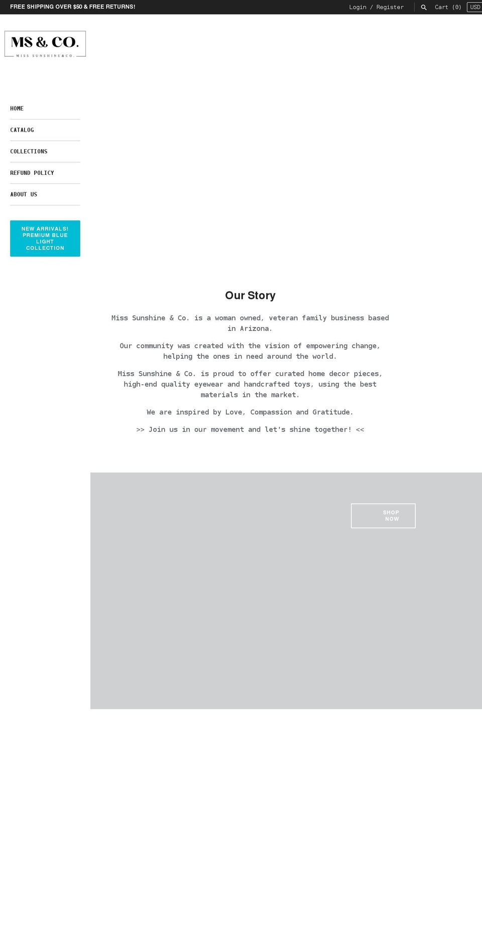 misssunshineshades.com shopify website screenshot