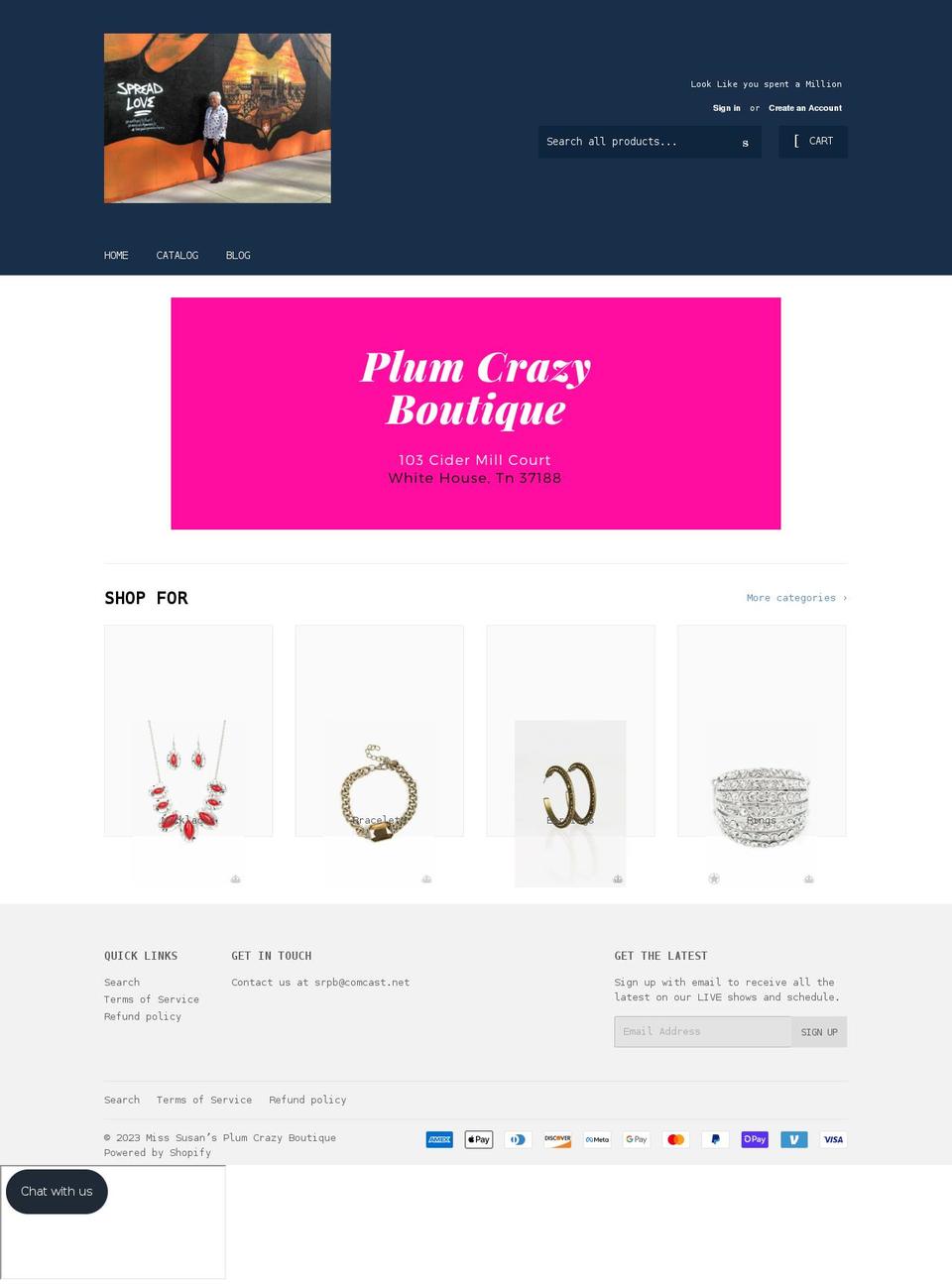 misssusansplumcrazyboutique.com shopify website screenshot