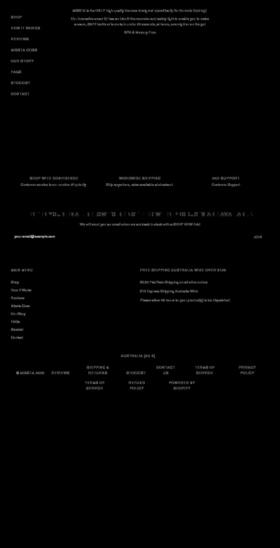 missta.com.au shopify website screenshot