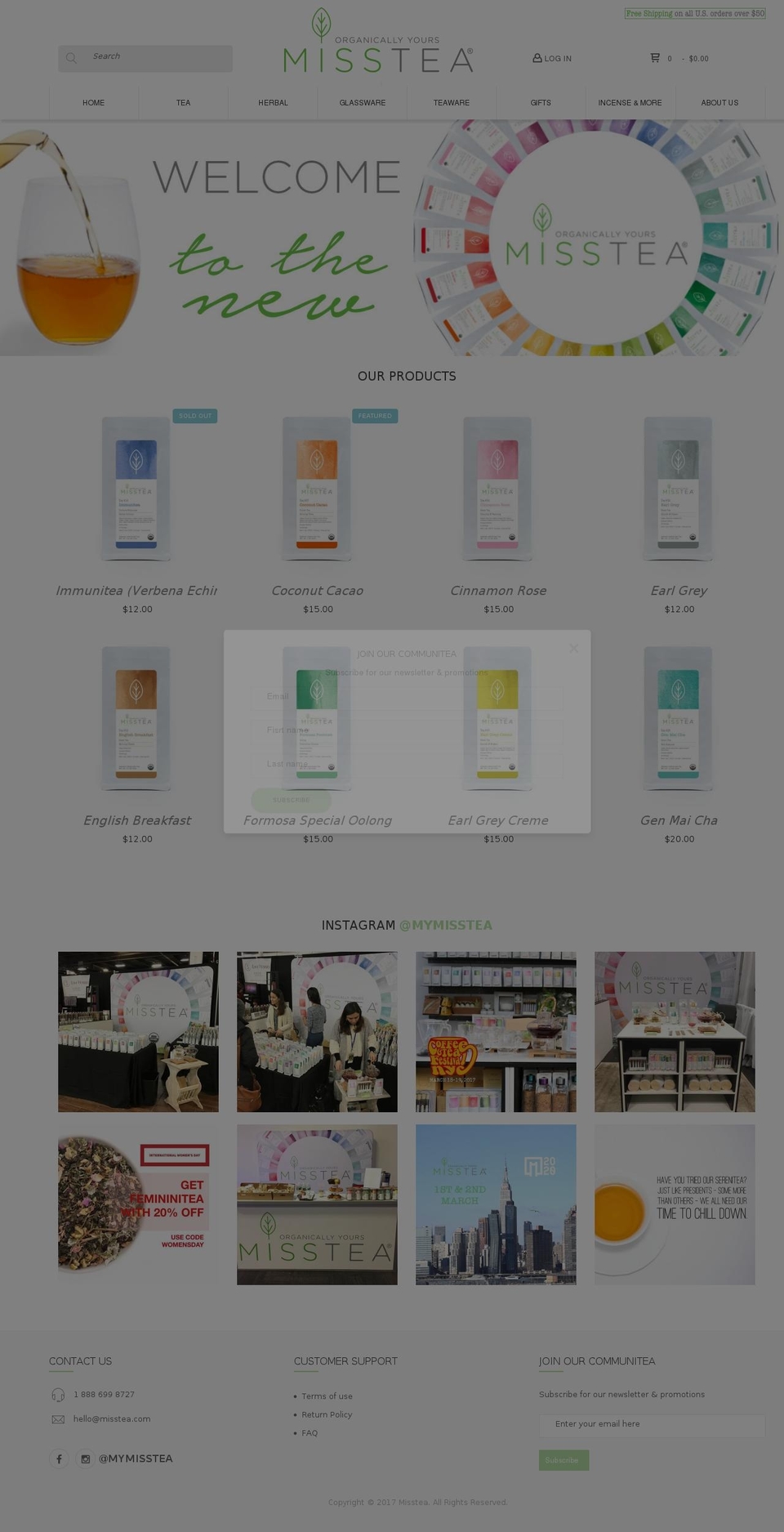 misstea.com shopify website screenshot