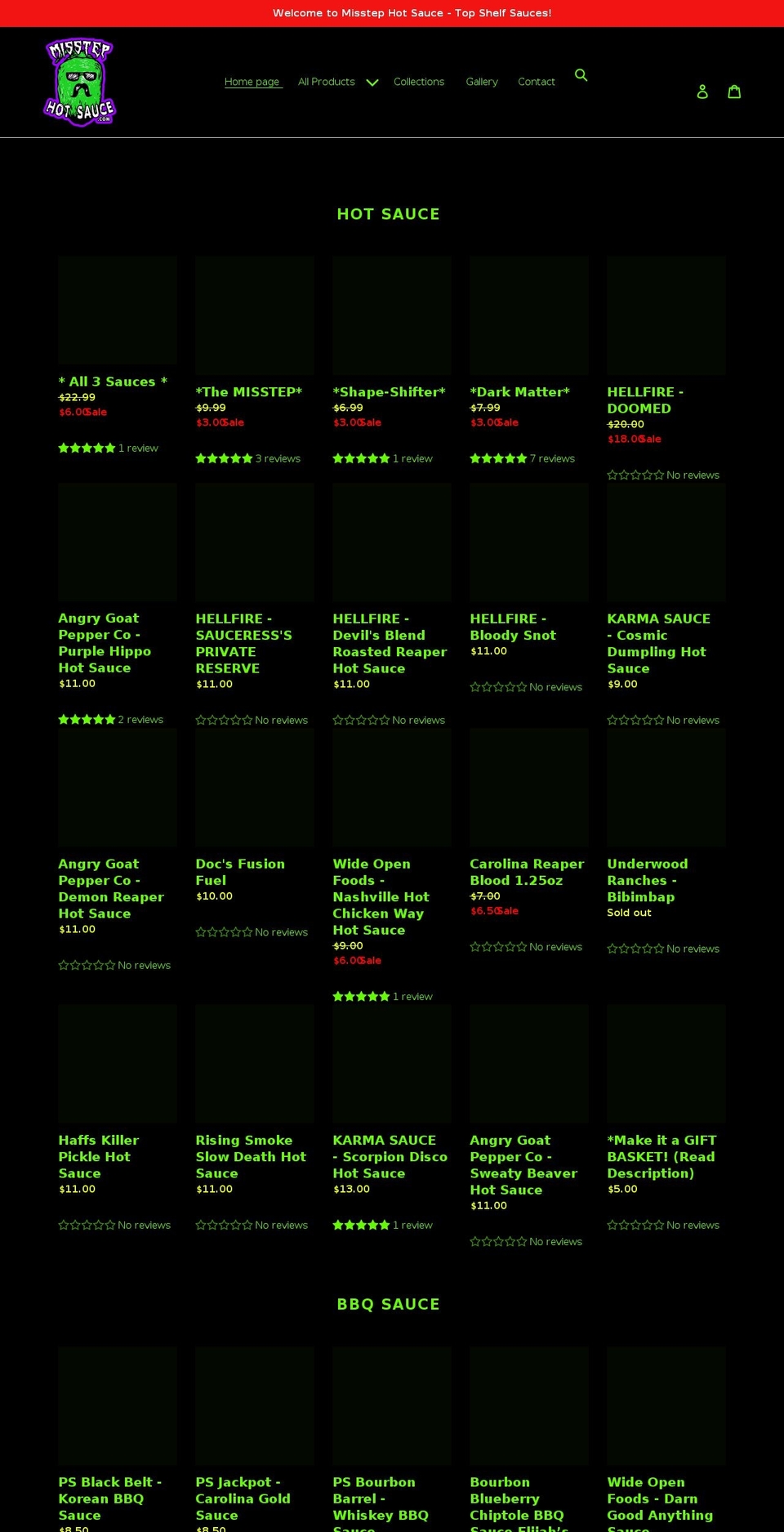 misstephotsauce.com shopify website screenshot