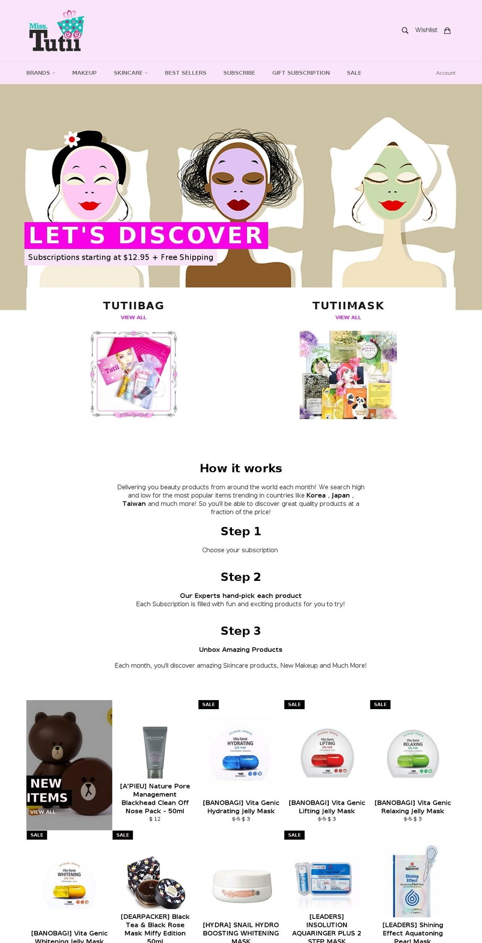 misstutii.com shopify website screenshot
