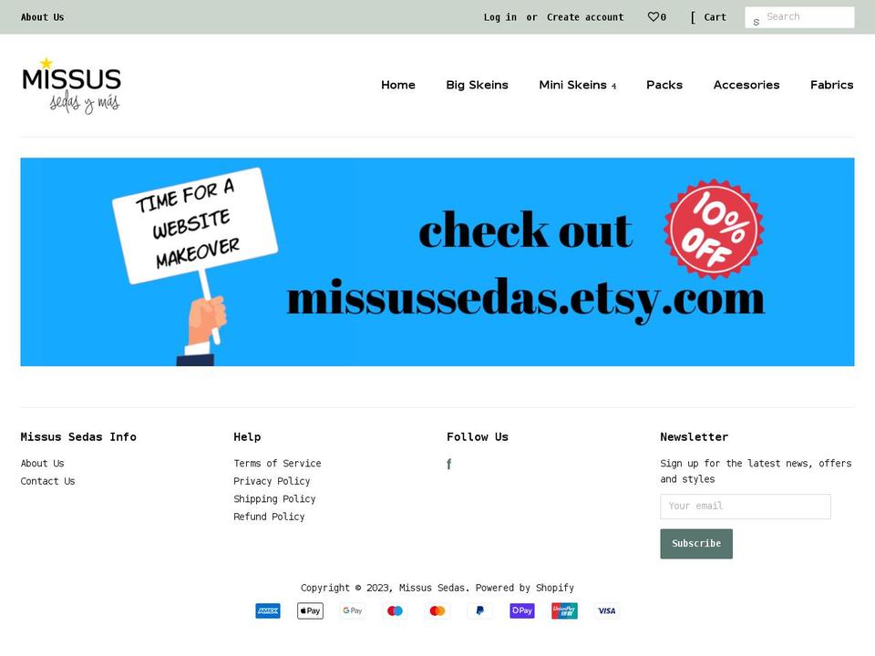 missussedas.com shopify website screenshot