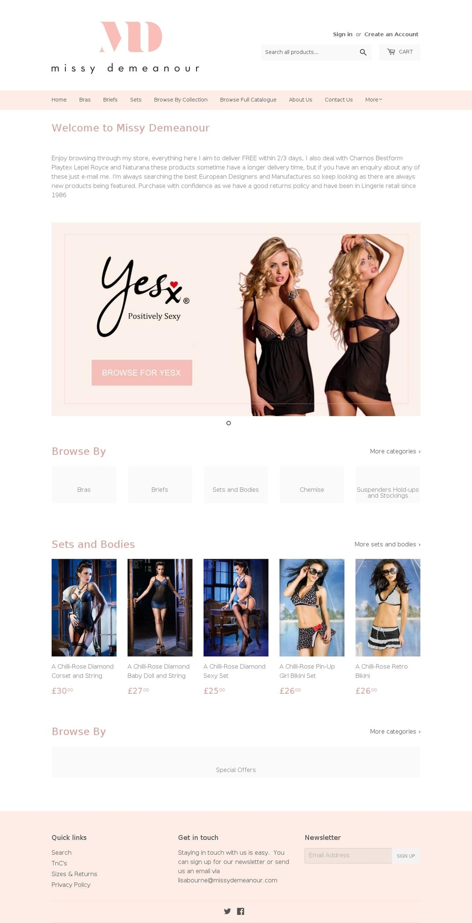 missydemeanour.com shopify website screenshot