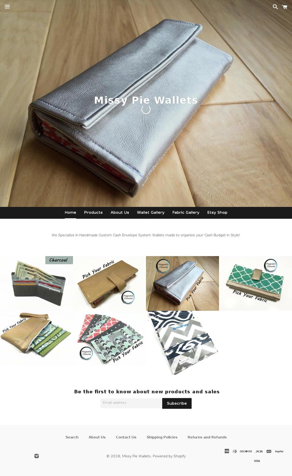 missypiewallets.com — Shopify storefront screenshot