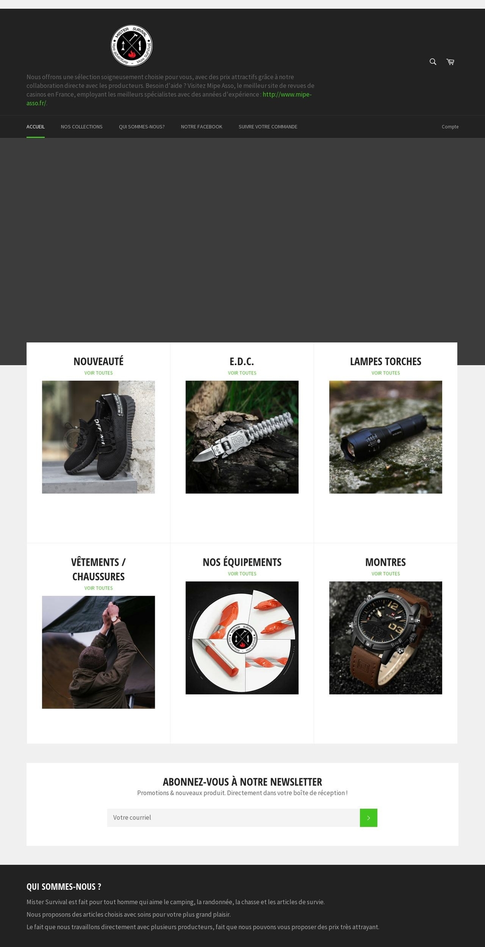 mister-survival.fr shopify website screenshot