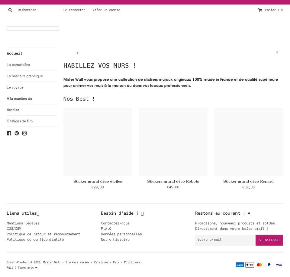 mister-wall.com shopify website screenshot