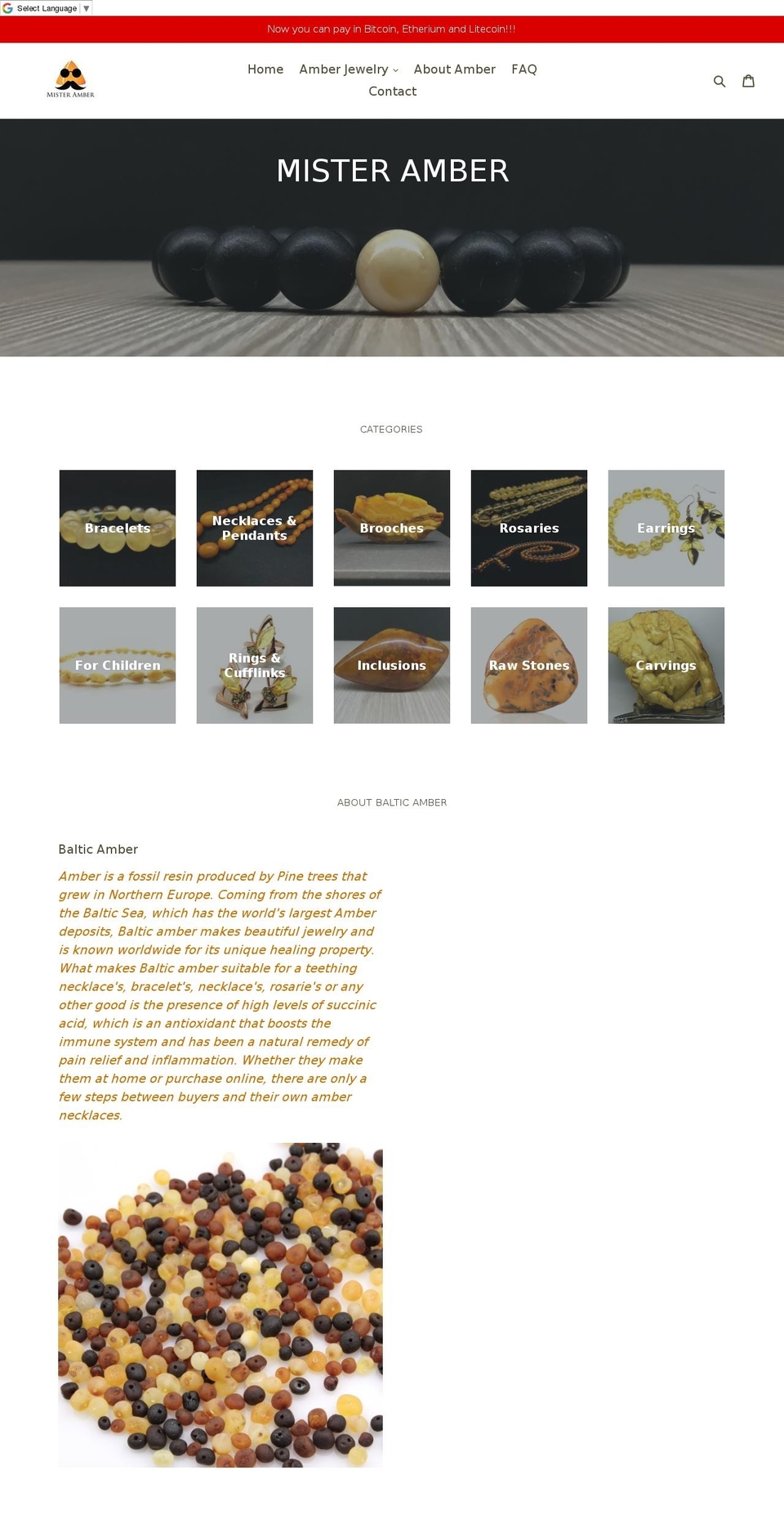 misteramber.com shopify website screenshot