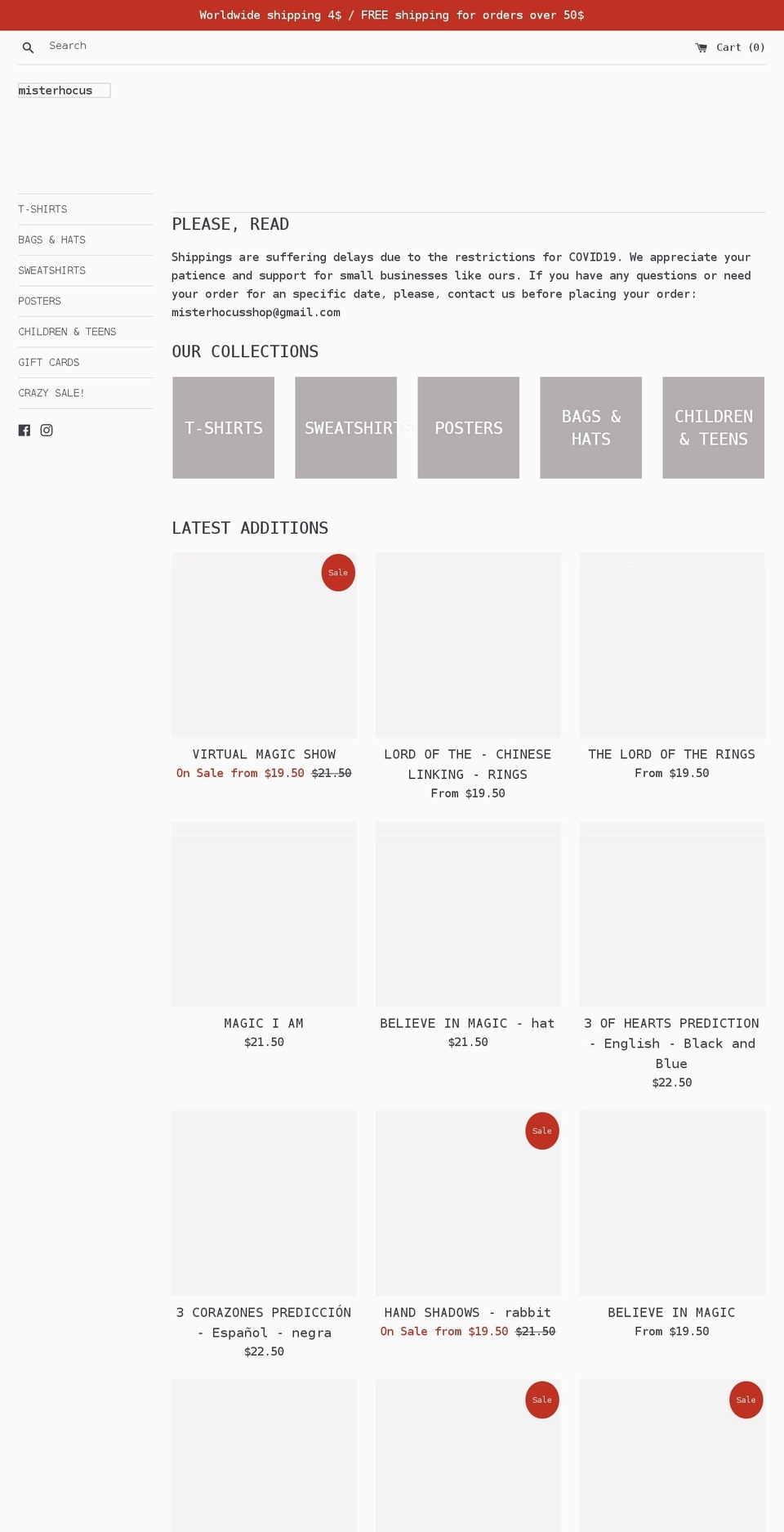 misterhocus.com shopify website screenshot