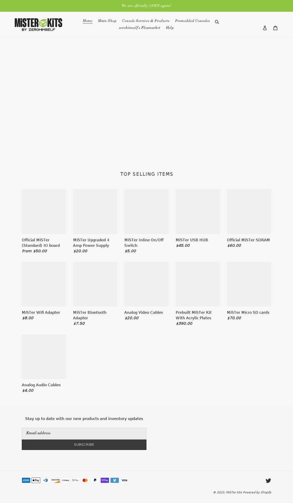 misterkits.com shopify website screenshot