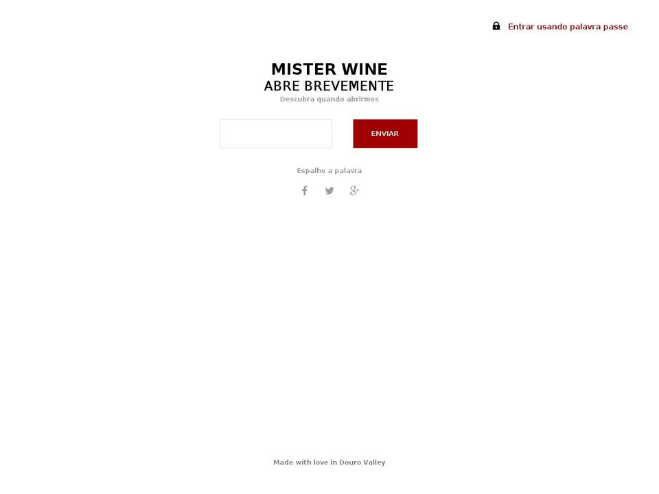 misterwine.pt shopify website screenshot