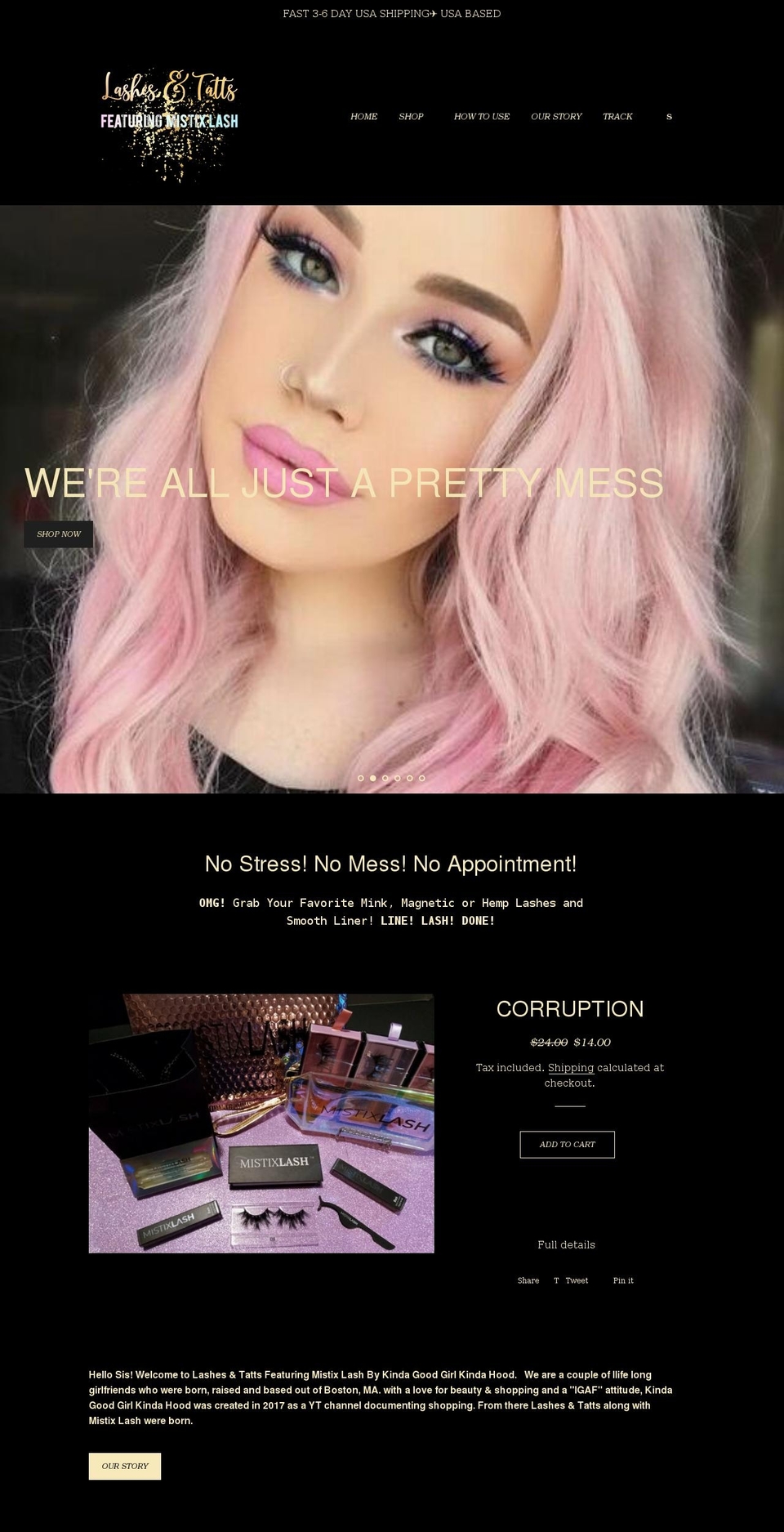 mistixlash.com shopify website screenshot