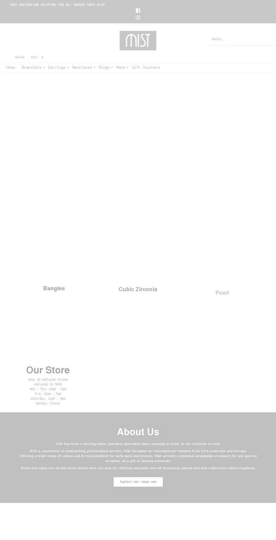 mistjewellery.com.au shopify website screenshot