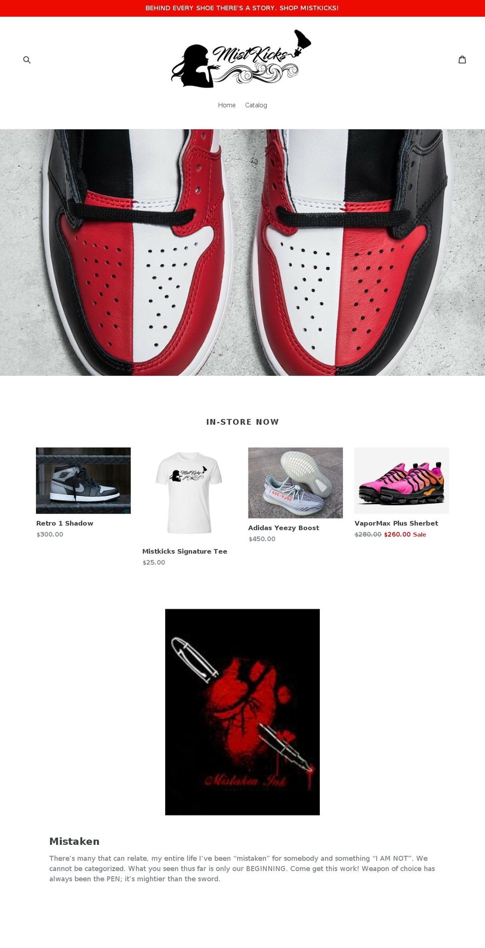 mistkicks.com shopify website screenshot