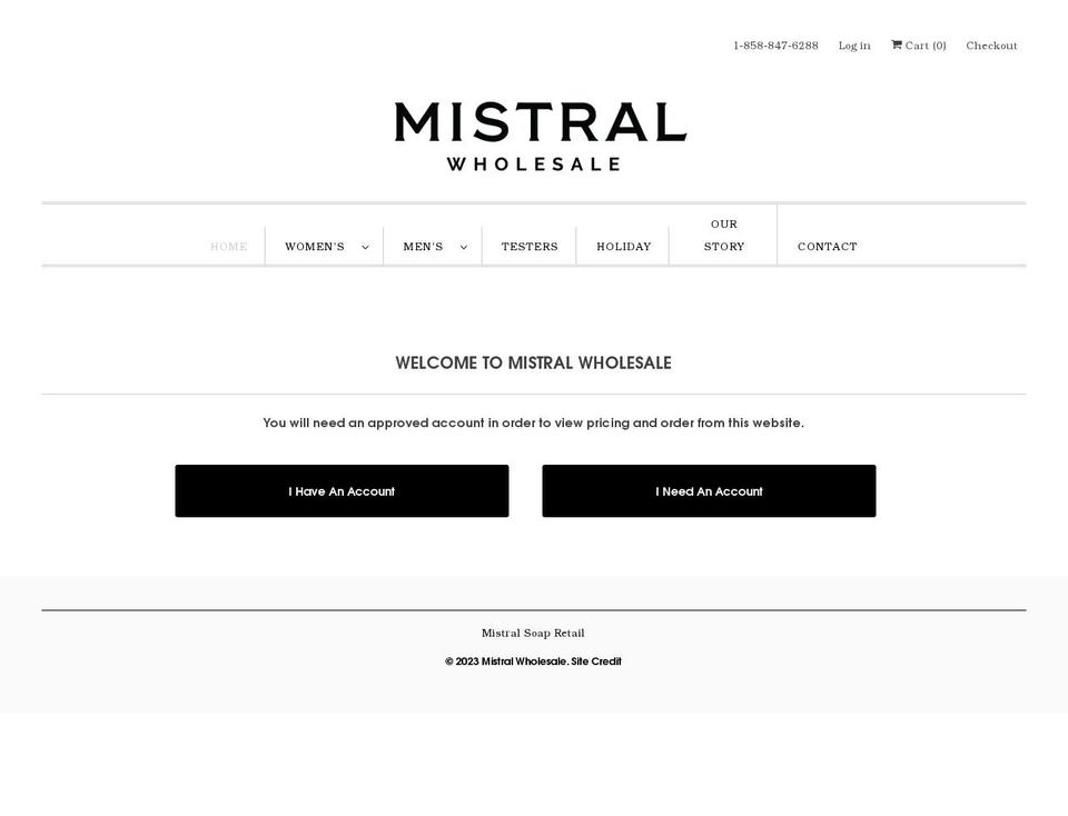 mistralwholesale.com shopify website screenshot