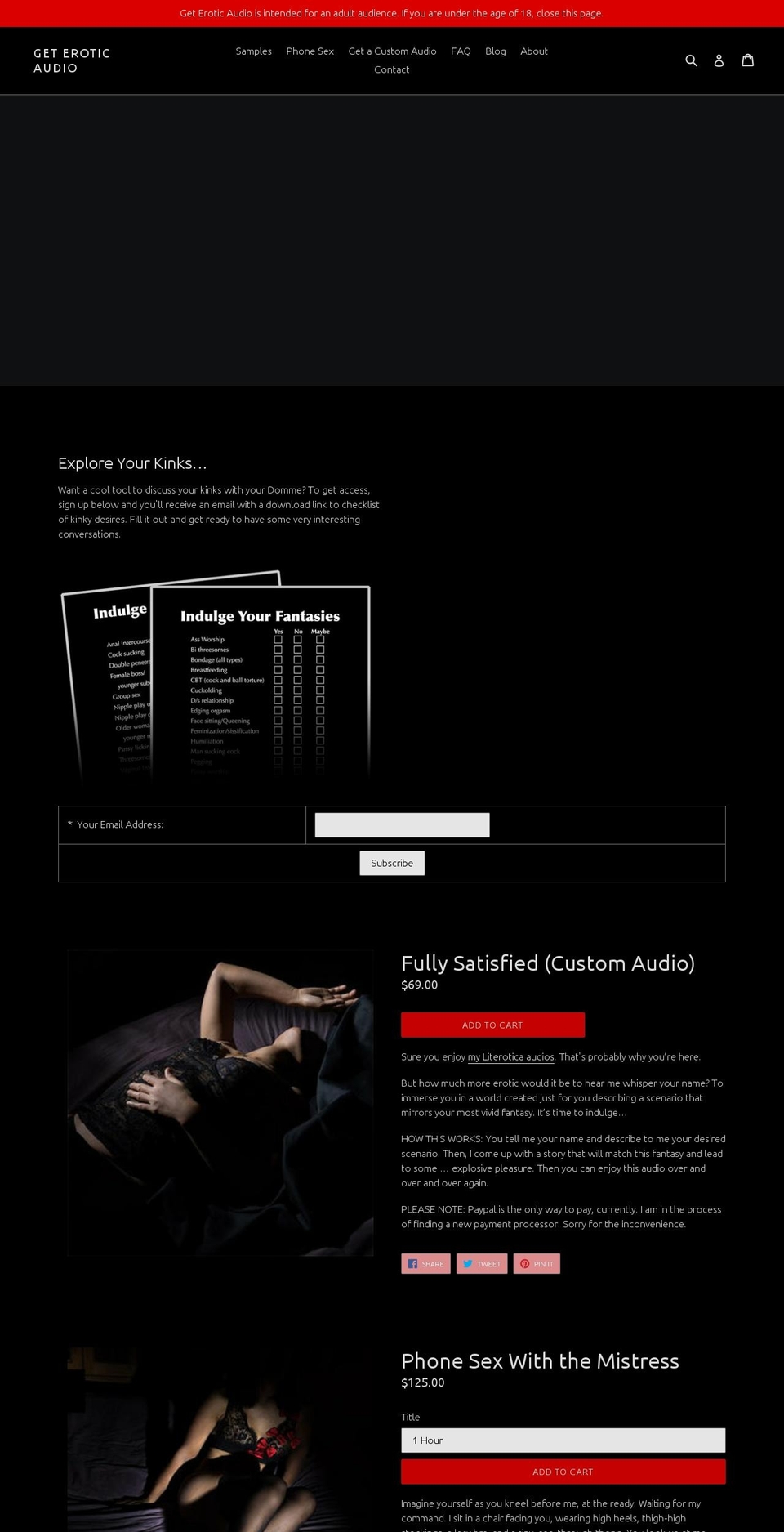 mistressrb.com — Shopify storefront screenshot