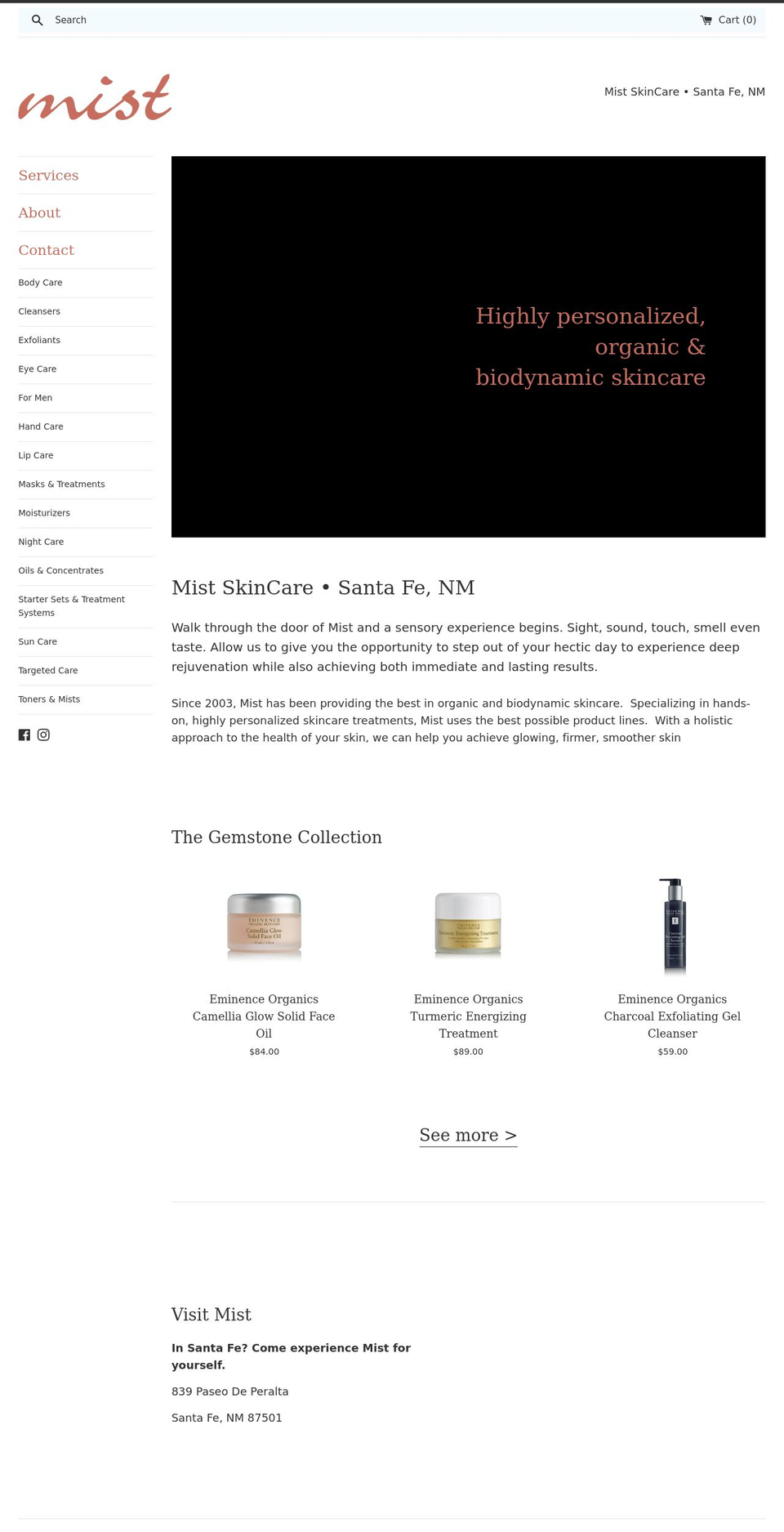 mistskincare.com shopify website screenshot
