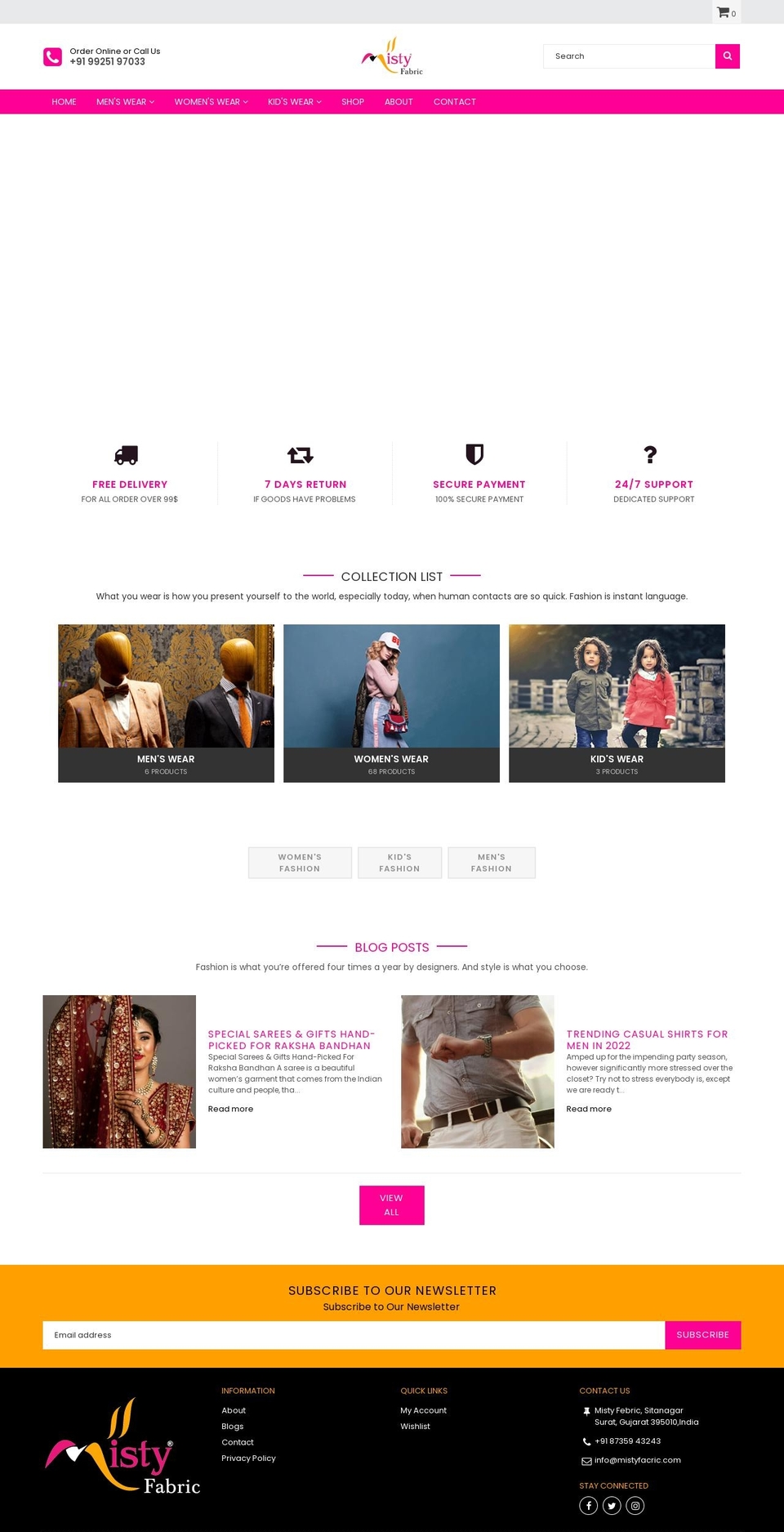 mistyfabric.com shopify website screenshot