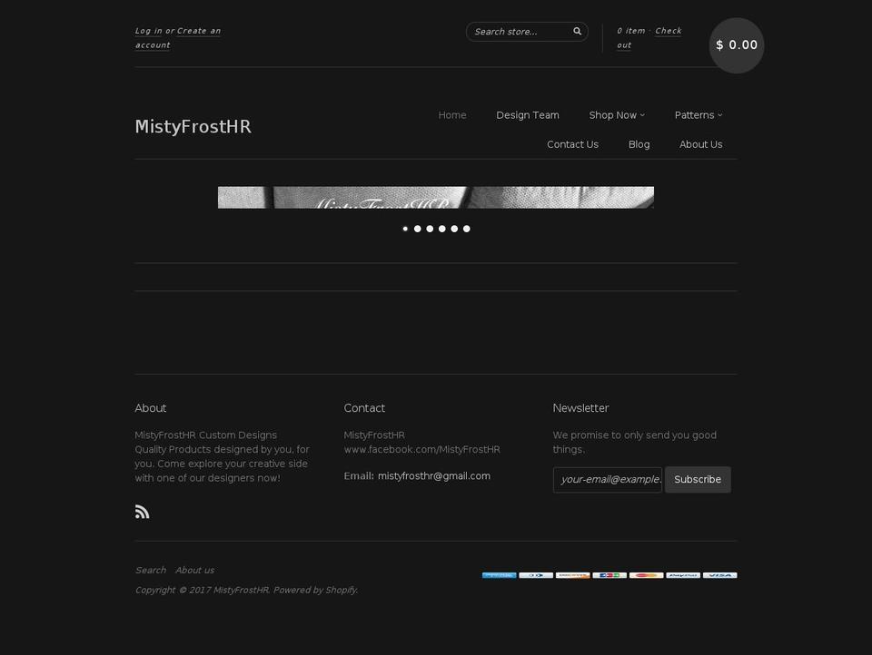 mistyfrosthr.com shopify website screenshot