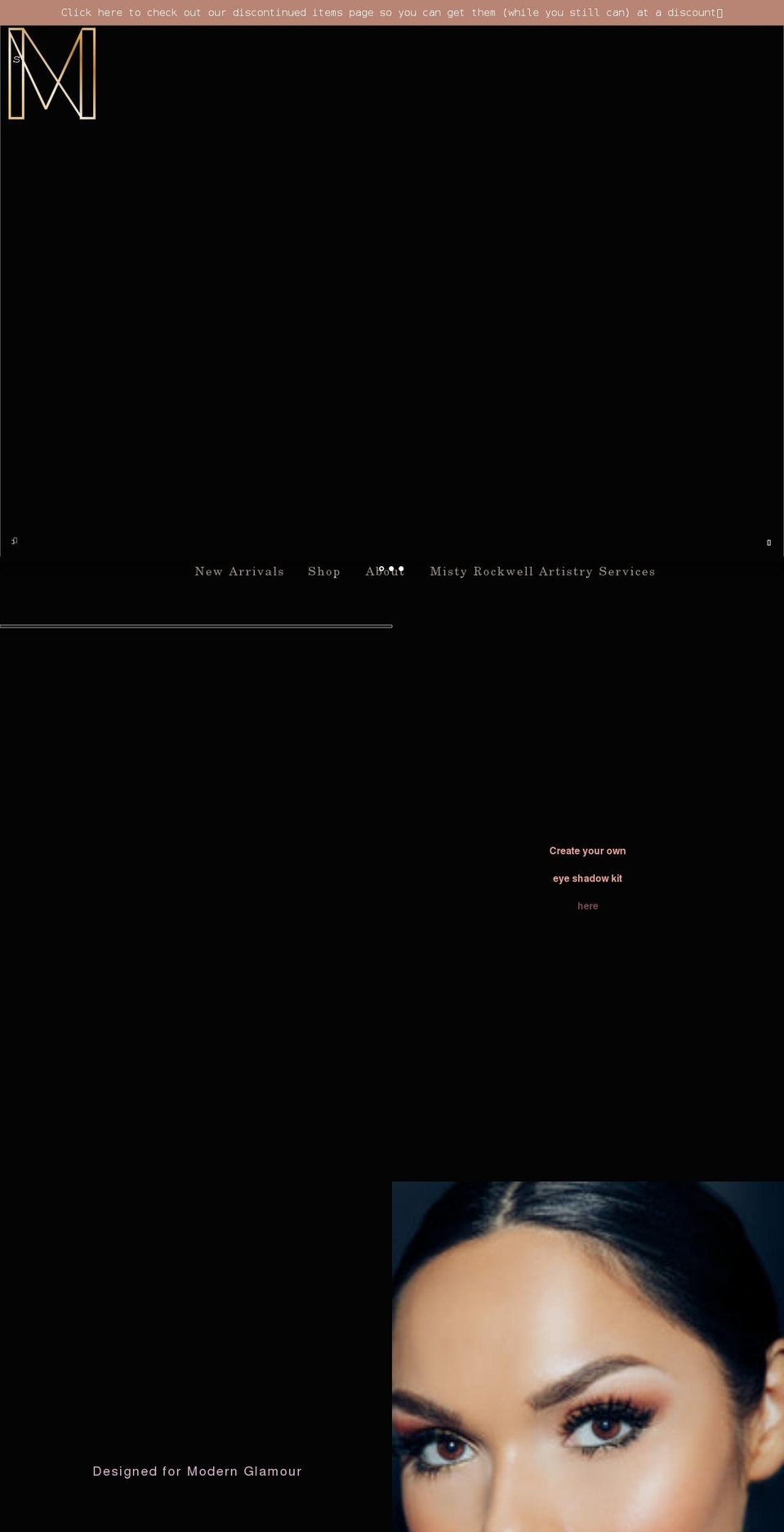 mistyrockwellcosmetics.com shopify website screenshot