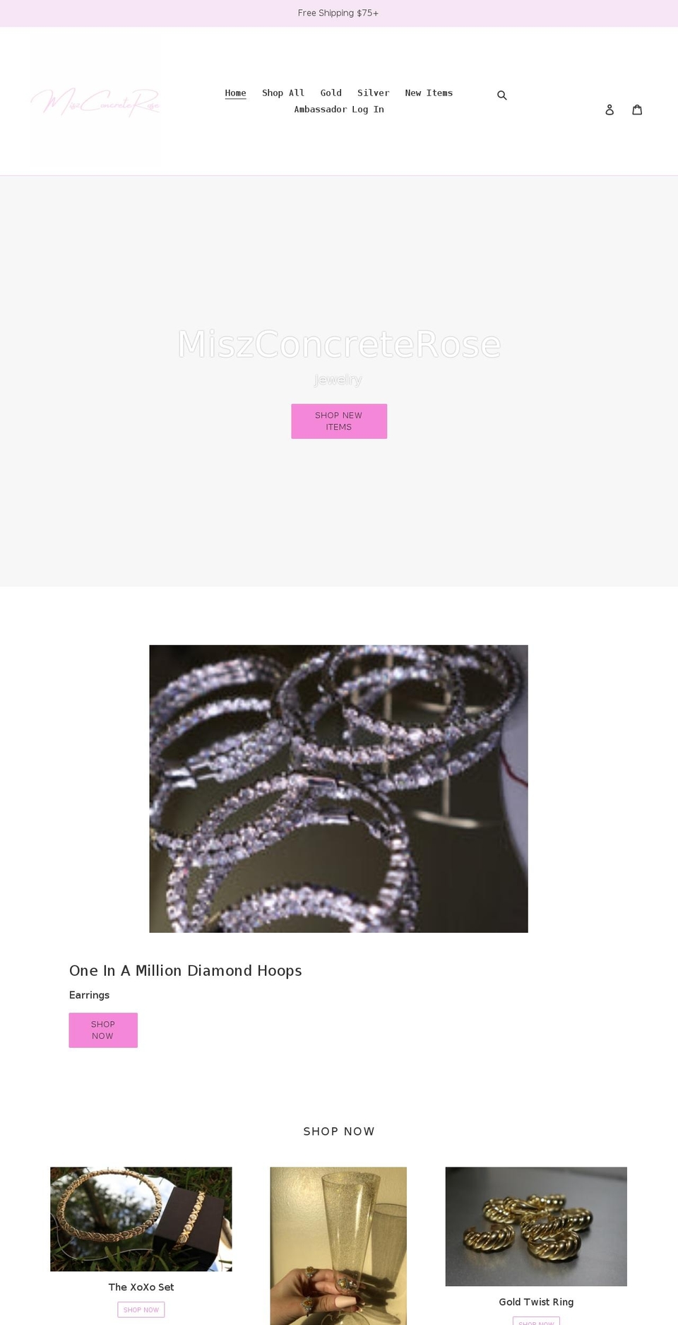 miszconcreterose.com shopify website screenshot