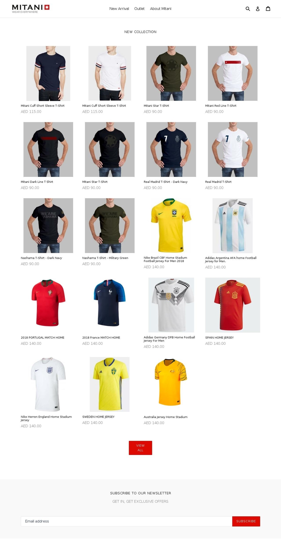 mitaniclothing.com — Shopify storefront screenshot
