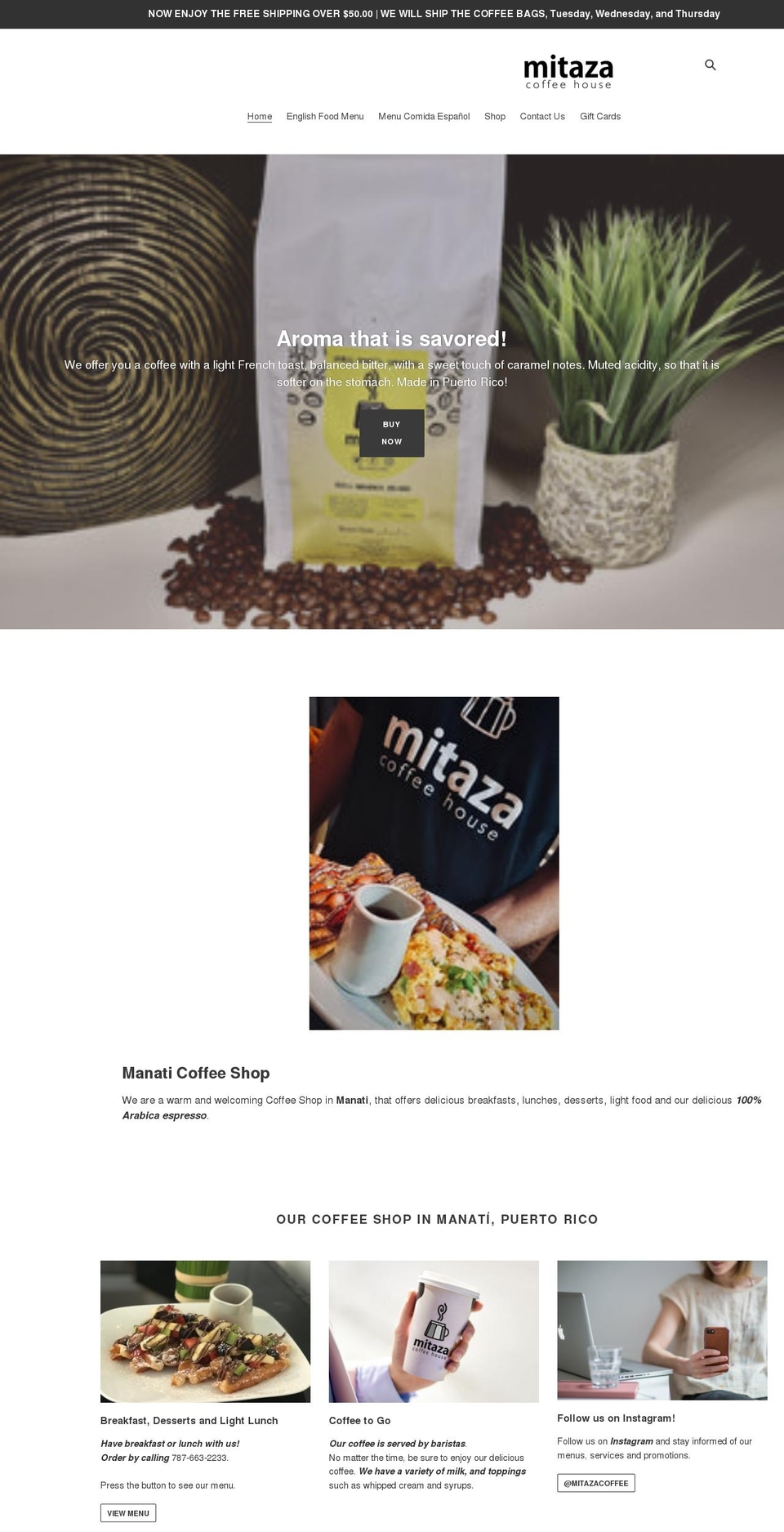 mitazacoffee.myshopify.com shopify website screenshot