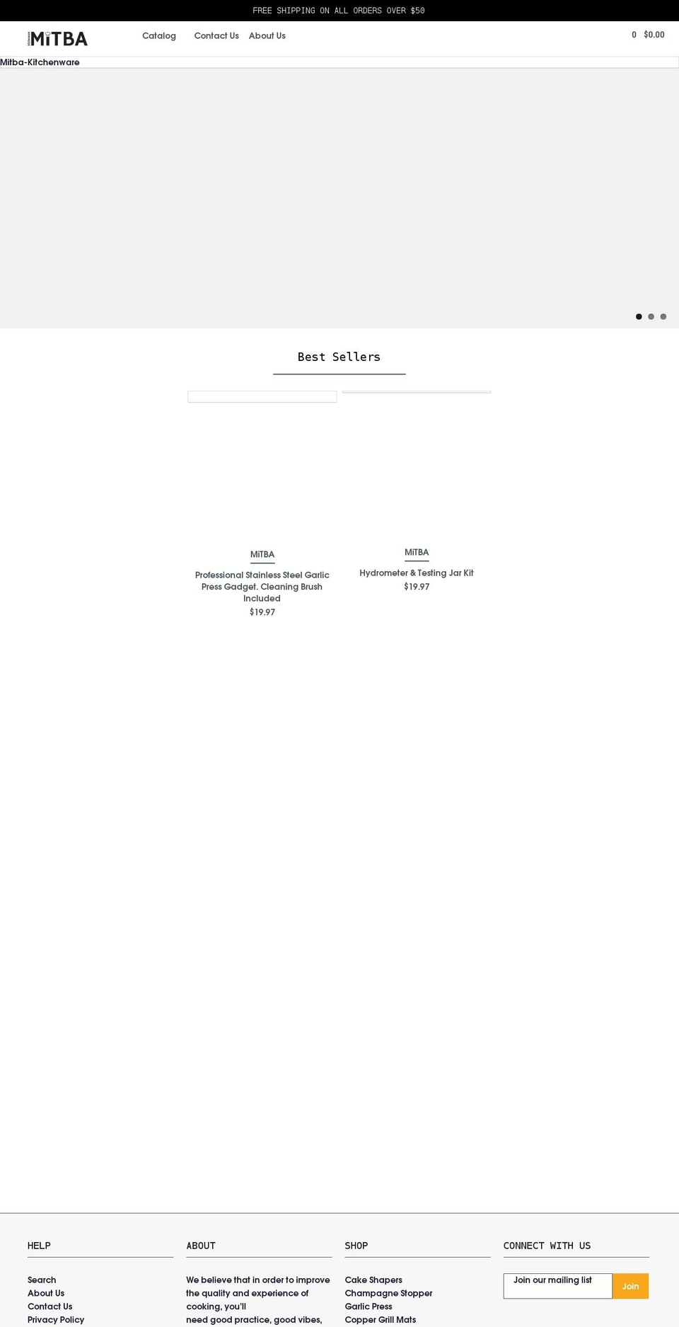 mitba-kitchenware.com shopify website screenshot