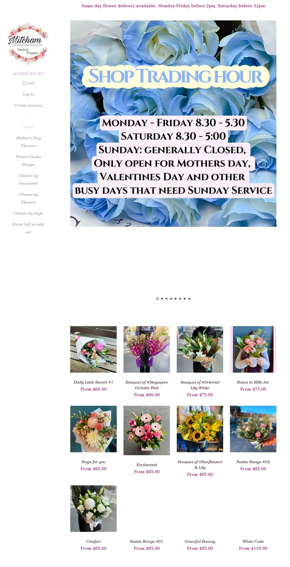 mitchamflorists.com.au shopify website screenshot