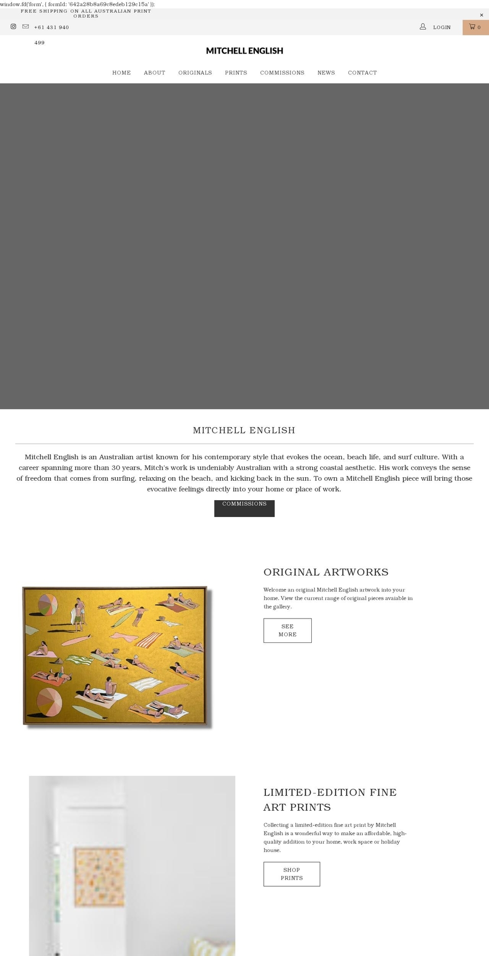mitchellenglish.com.au shopify website screenshot