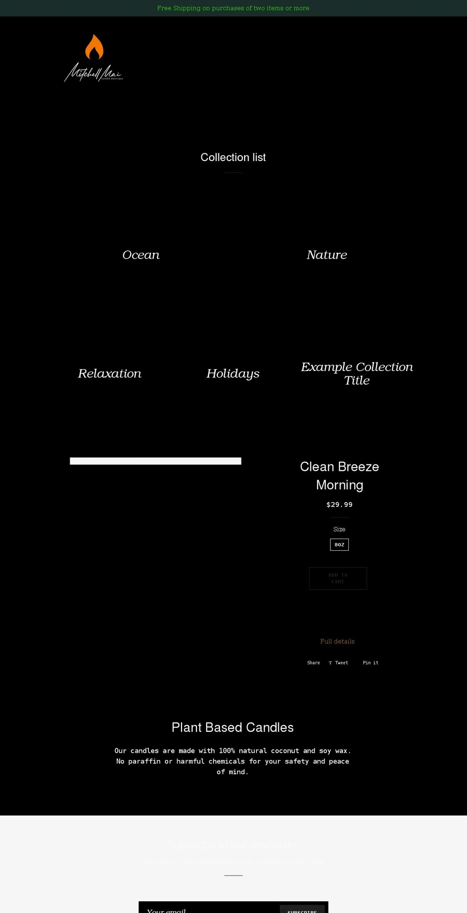 mitchellmaicandles.com shopify website screenshot